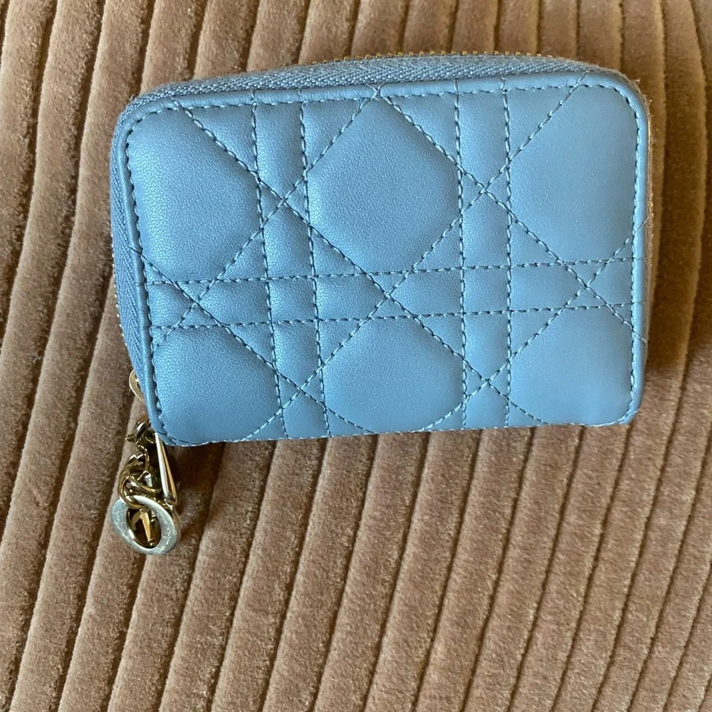 Lady Dior Voyageur Small Coin Purse Cloud Blue